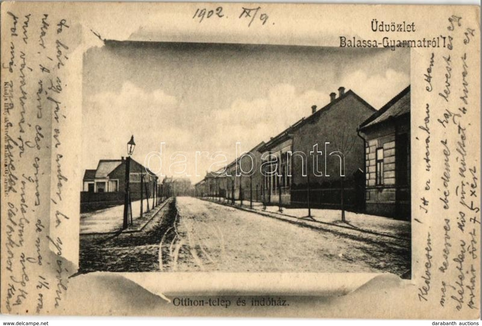T2/T3 1902 Balassagyarmat, Otthon Telep és Indóház, Vasútállomás, Utca. Halyák István Kiadása (EK) - Zonder Classificatie