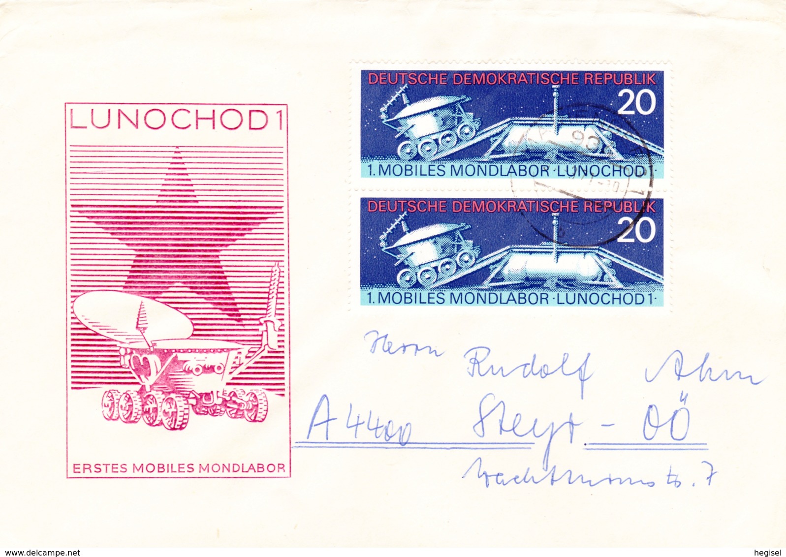 1971, DDR, "1. Mobiles Mondlabor - Lunochod 1", Echt Gelaufen, FDC, Ersttagsbrief - 1971-1980