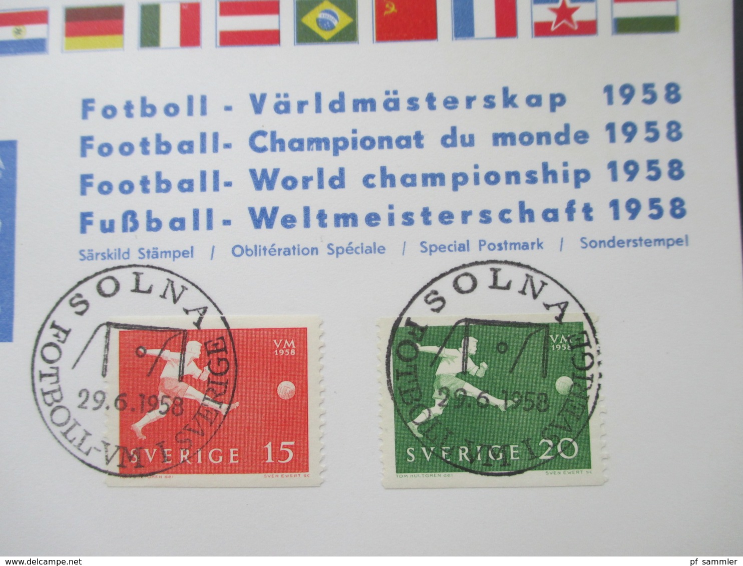 Fußball WM 1958 Schweden Sonderkarte Und SST Solna Fotboll VM I Sverige - 1958 – Schweden