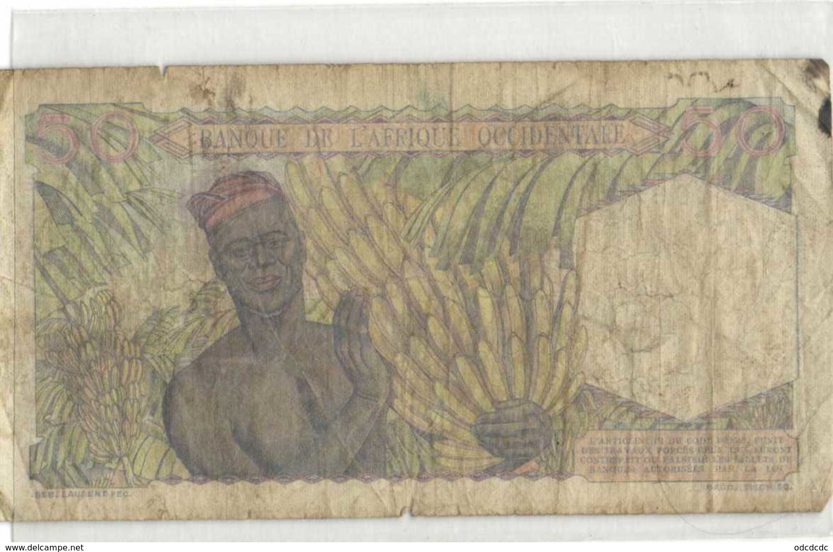50 Francs BANQUE DE L'AFRIQUE OCCIDENTALE 27 9 1944   RV - Otros – Africa