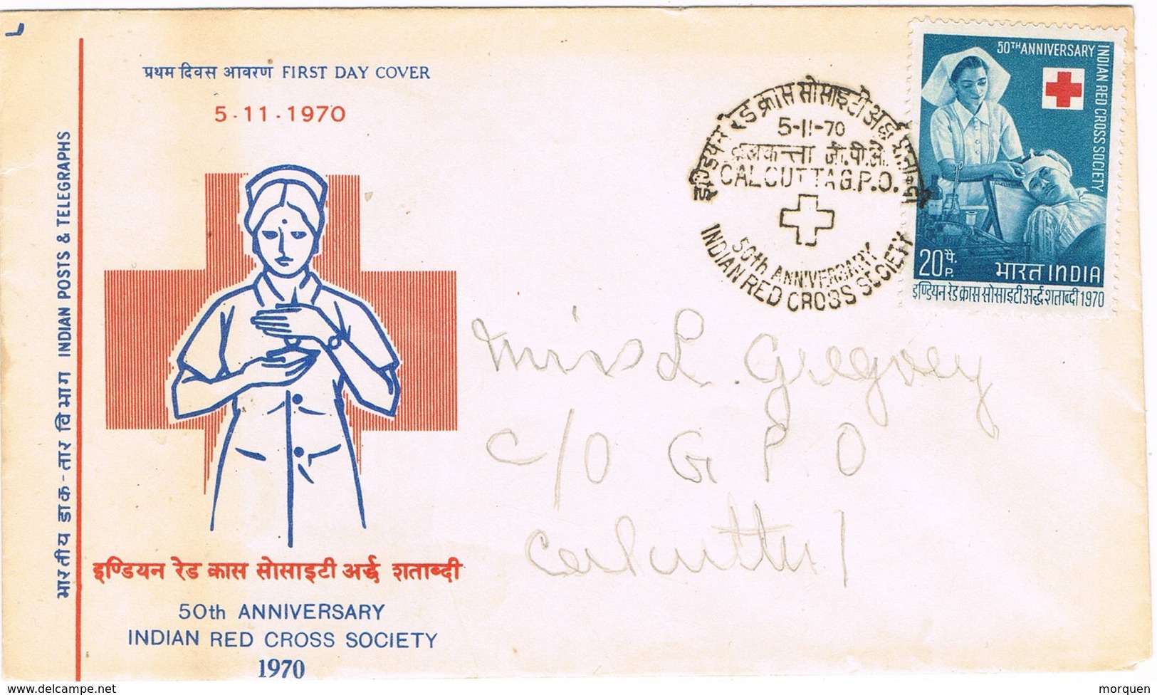 32582. Carta CALCUTTA (India) 1970. Indian RED CROSS. Cruz Roja - Cartas & Documentos