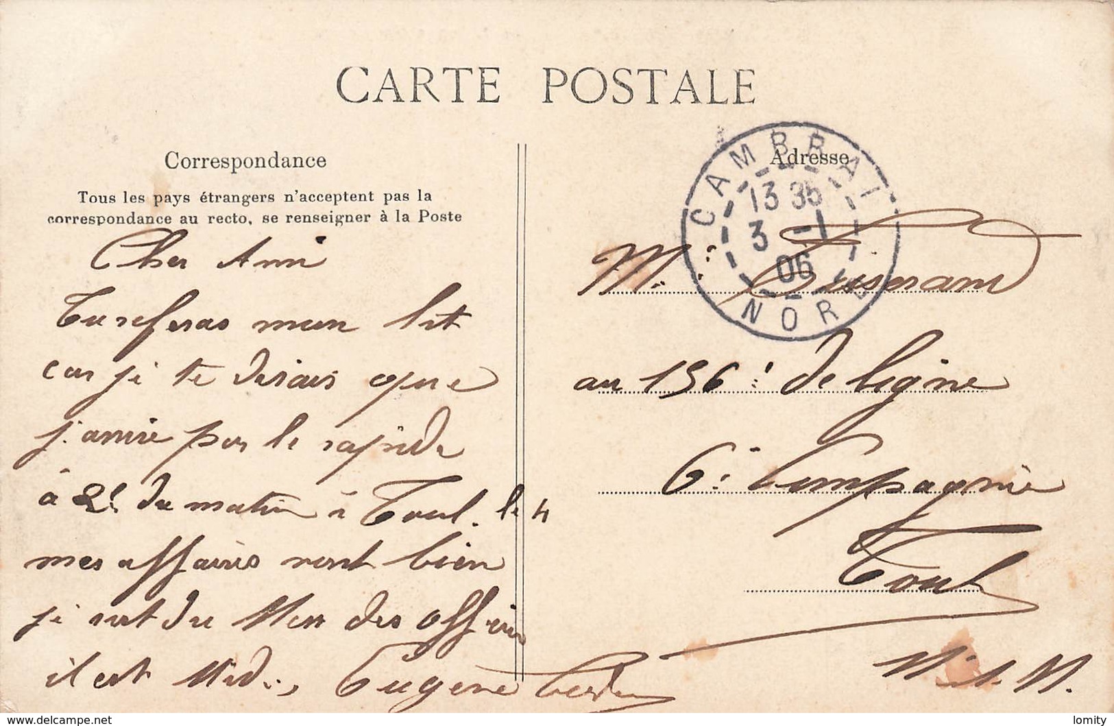 59 Cambrai Les Ecluses Cantinpre Cpa Carte Animée Cachet Cambrai 1906 Peniche - Cambrai