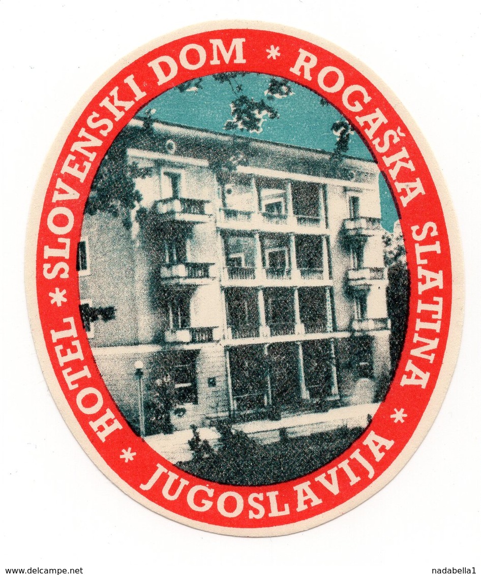 1960s, SLOVENIA, ROGASKA SLATINA, HOTEL SLOVENSKI DOM, HOTEL LABEL AND 1962 NEW YEARS GREETINGS CARD - Hotel Labels