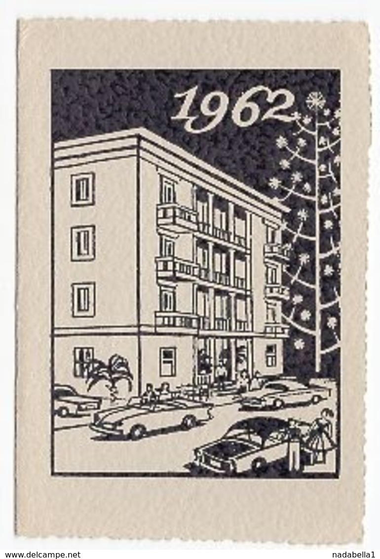 1960s, SLOVENIA, ROGASKA SLATINA, HOTEL SLOVENSKI DOM, HOTEL LABEL AND 1962 NEW YEARS GREETINGS CARD - Hotel Labels