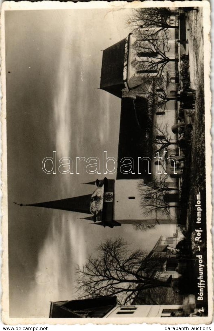 T2/T3 Bánffyhunyad, Huedin; Református Templom Télen, Piaci árusok / Calvinist Church In Winter, Market Vendors - Zonder Classificatie