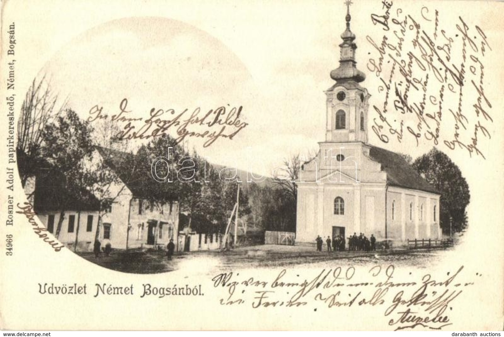 T2/T3 Boksánbánya, Németbogsán, Bocsa; Tér és Templom. Rosner Adolf Kiadása / Square And Church - Zonder Classificatie