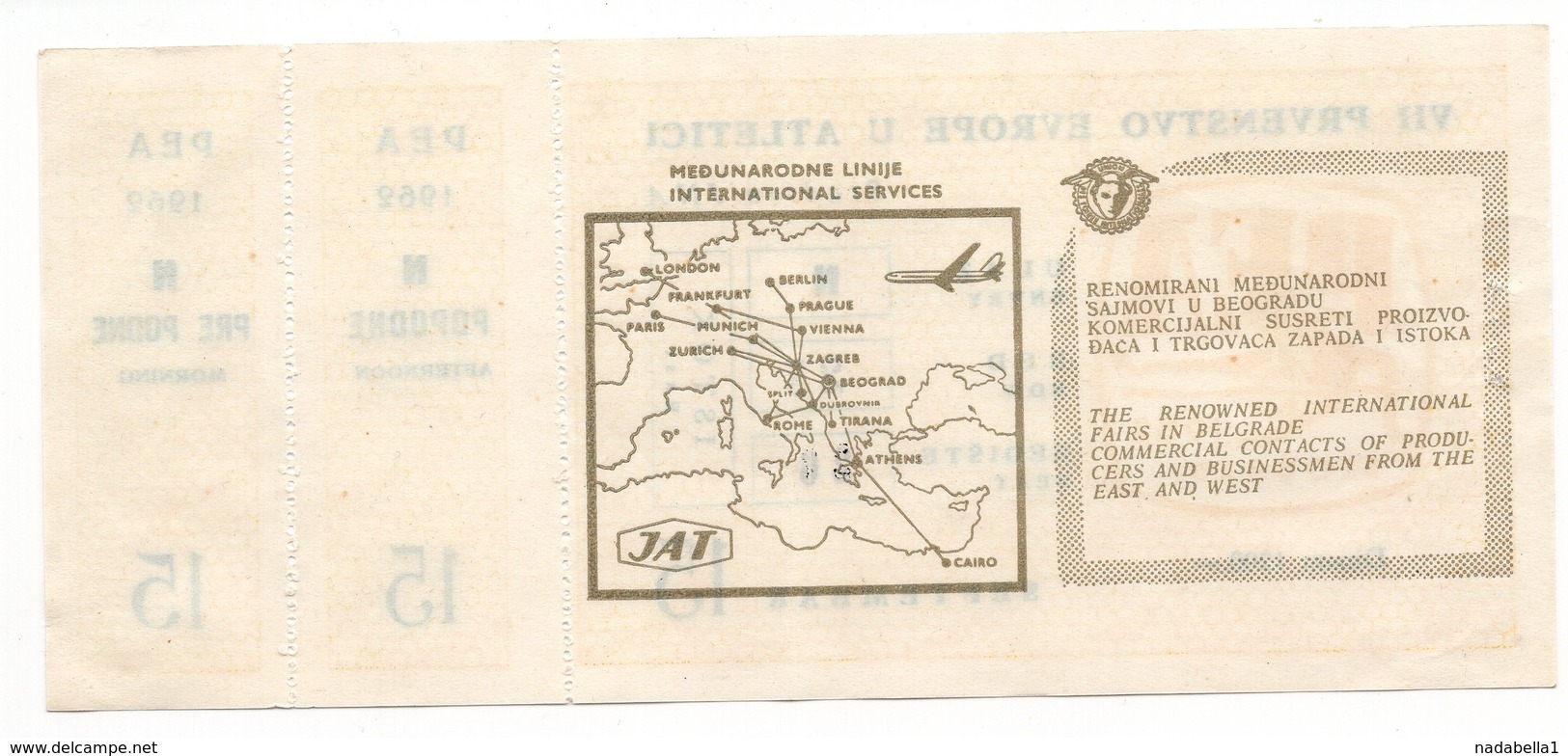 YUGOSLAVIA, SERBIA, BEOGRAD , EUROPEAN ATHLETICS CHAMPIONSHIP 1962, P E A 1962 - Tickets - Vouchers