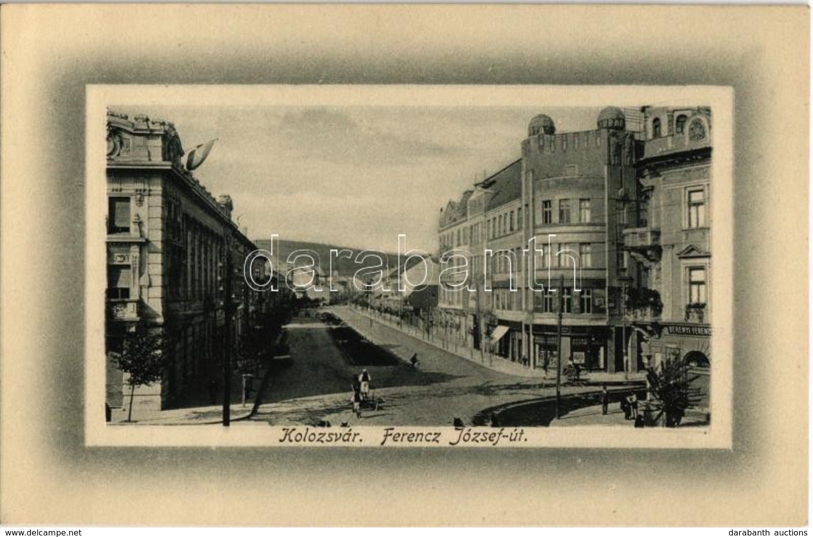 ** T1 Kolozsvár, Cluj; Ferenc József út, Uránia, Berényi üzlete. Rigó Árpád Utóda Kiadása / Street, Cinema, Shop - Zonder Classificatie