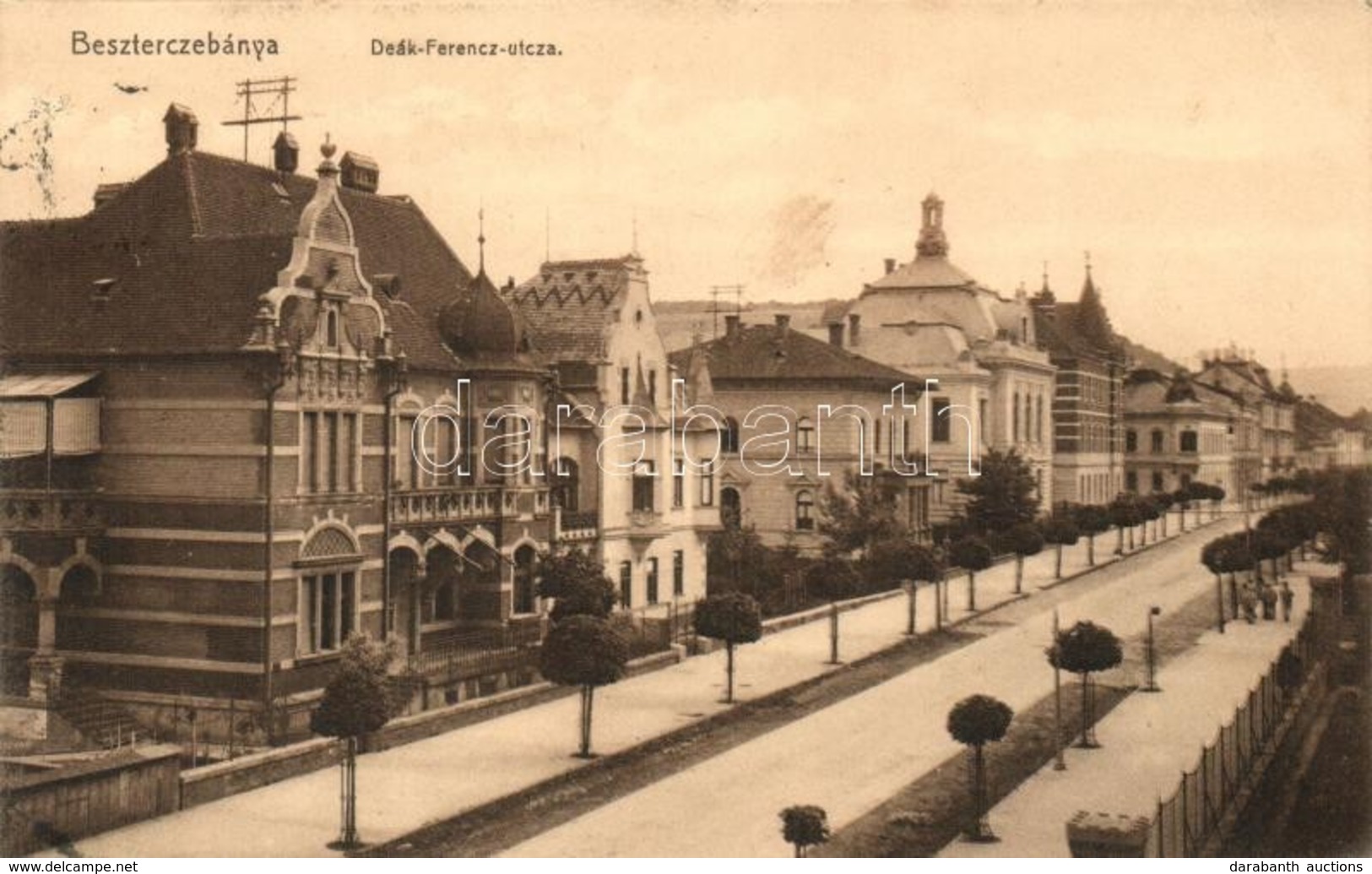 T2/T3 1912 Besztercebánya, Banska Bystrica; Deák Ferenc Utca, Villák. Kiadja Machold F. / Street View With Villas (EK) - Zonder Classificatie