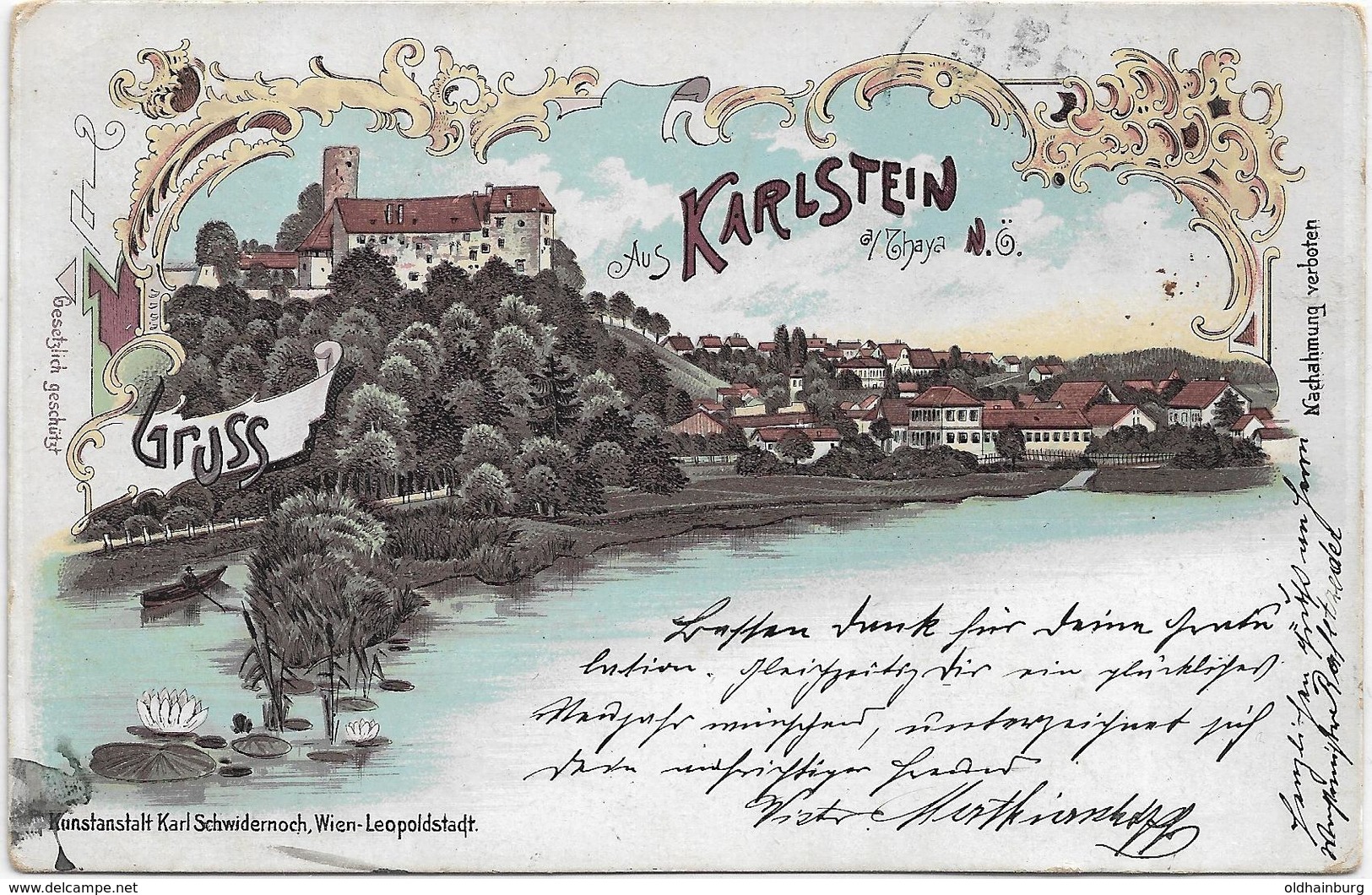 3047o: AK 3822 Karlstein An Der Thaya, Gruß Aus...., RR- Heimatbeleg Aus 1897 (gest. Franz. Marke) - Waidhofen An Der Thaya