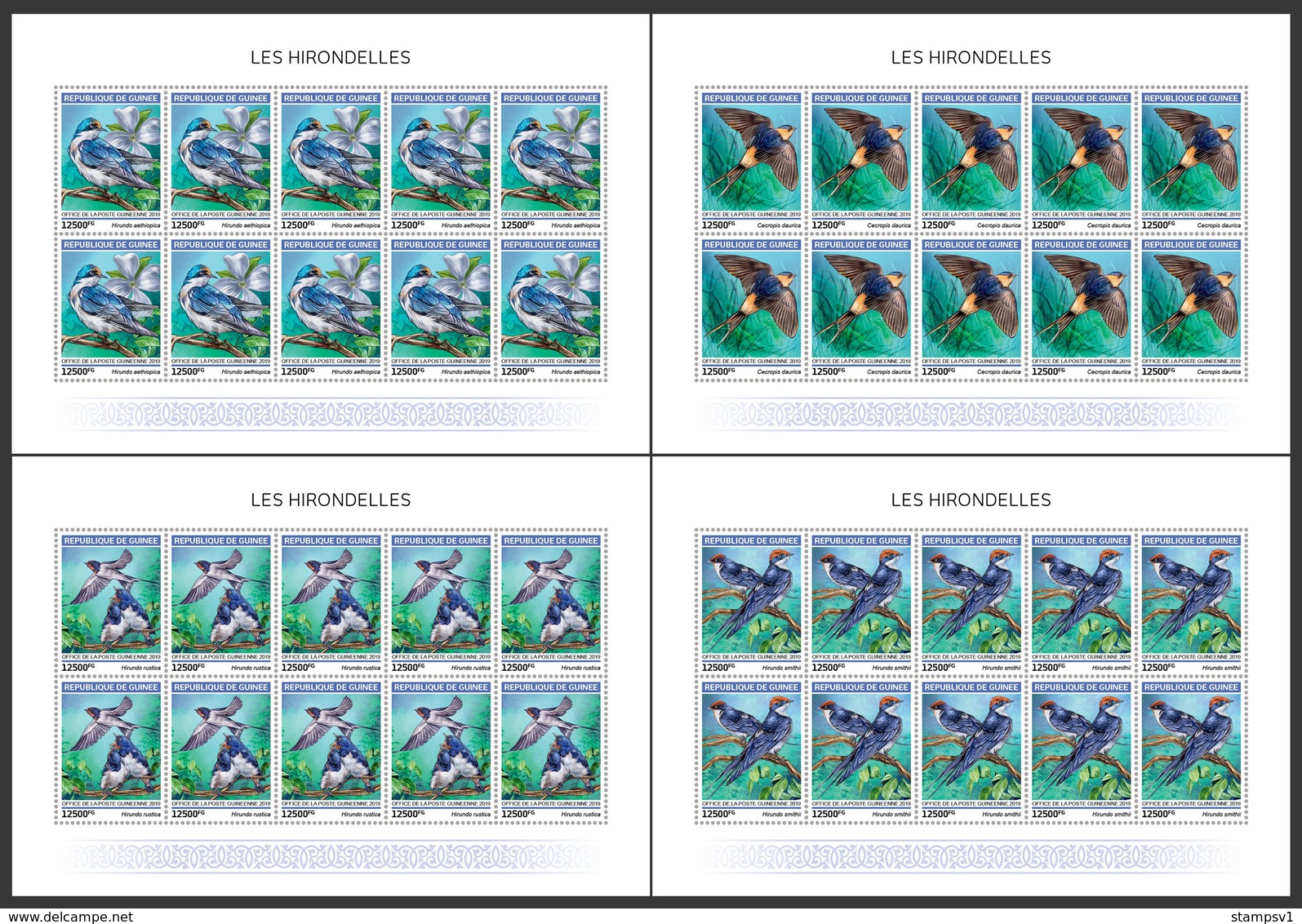 Guinea. 2019 Swallows. (0117c)  OFFICIAL ISSUE - Zwaluwen