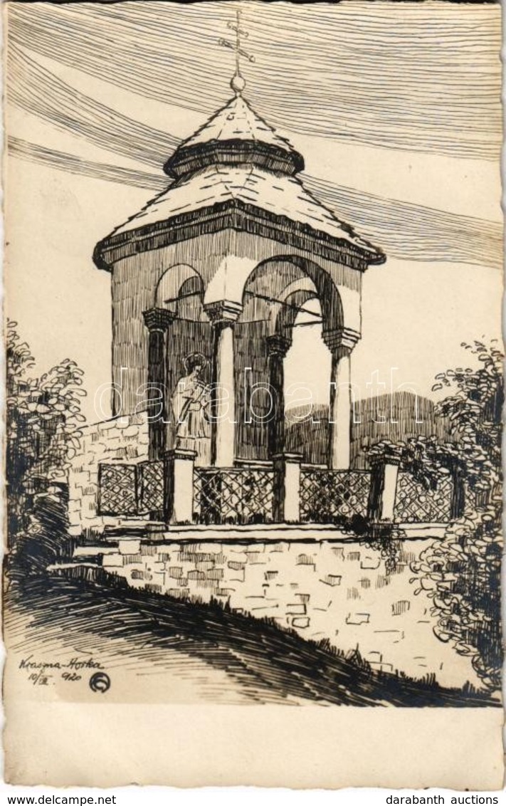 ** T1/T2 1920 Krasznahorkaváralja, Krásnohorské Podhradie; Kápolna / Chapel, Artist Signed - Non Classificati