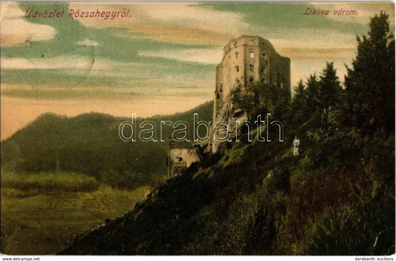 T2/T3 1908 Likavka, Likava (Rózsahegy, Ruzomberok); Várrom. Komor Testvérek Kiadása / Likavsky Zámok / Castle Ruins (EK) - Ohne Zuordnung