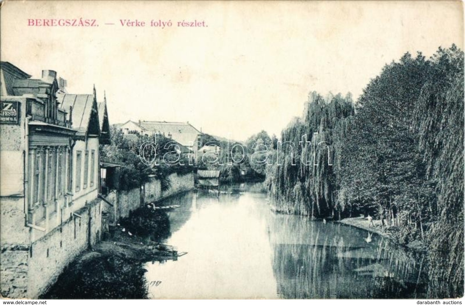 T2/T3 1913 Beregszász, Berehove; Vérke Folyó. W. L. Bp. 6093. Kiadja Auer K. és Kovács K. / Verke Riverbank (EK) - Zonder Classificatie