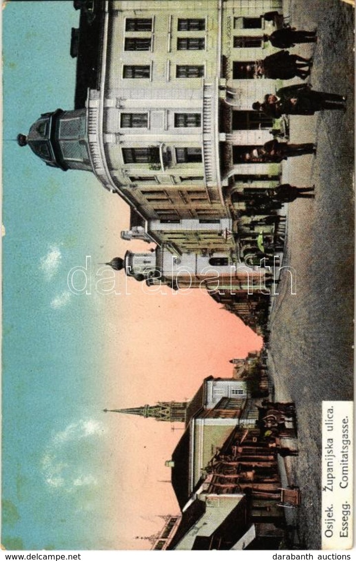 T2/T3 1912 Eszék, Osijek, Esseg; Comitatsgasse / Zupanijska Ulica / Street, Synagogue - Zonder Classificatie