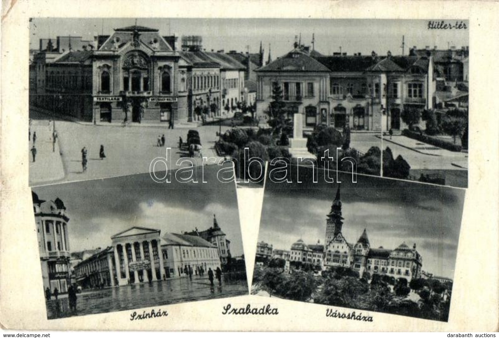 T2/T3 Szabadka, Subotica; Színház, Városháza, Hitler Tér / Theatre, Town Hall, Square  (EK) - Zonder Classificatie