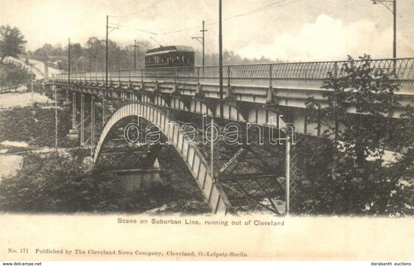 ** T1 Cleveland, Scene On Suburban Line Running Out Of The City, Tram On Tramway Bridge - Zonder Classificatie