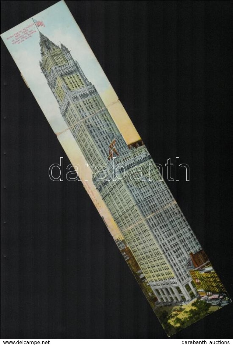 T2/T3 1912 New York, Woolworth Building, The Highest Office Building In The World. 3-tiled Folding Postcard (44 Cm X 9,3 - Zonder Classificatie