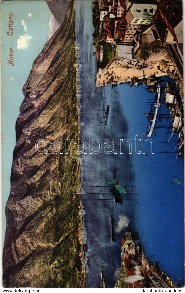 * T3 Kotor, Cattaro;  General View With Harbor, Port And Ships - Zonder Classificatie