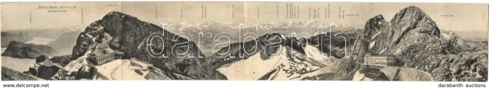 T4 Pilatus-Kulm In Kriens, Luzern; 4-tiled Foldable Panoramacard With Mountain Peaks And Hotel. E. Goetz Phot. No. 2130. - Zonder Classificatie
