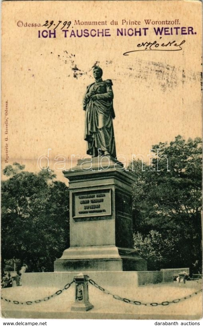 T2/T3 1899 Odessa, Monument Du Prince Worontzoff /  Statue Of Prince Vorontsov  (EK) - Zonder Classificatie