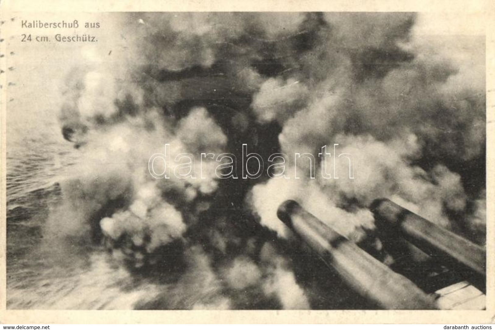 T2 Kaliberschuss Aus 24 Cm Geschütz / Caliber Shot Of 24 Cm Cannon, Litho Flag On The Backside, Verlag F. W. Sohrinner - Zonder Classificatie