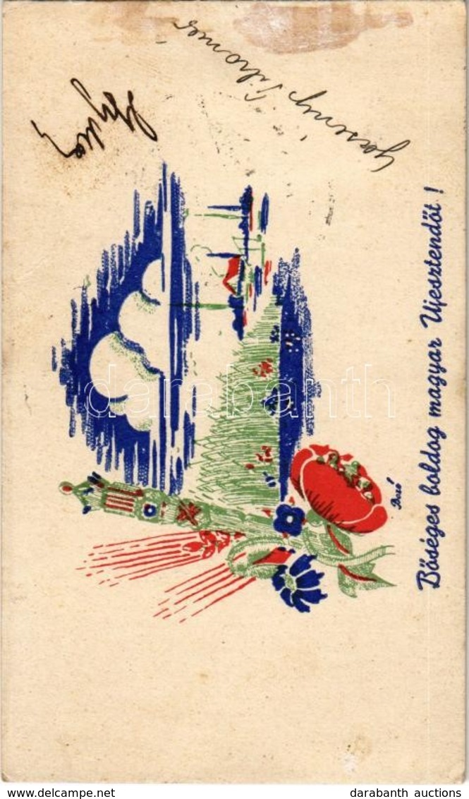 T2/T3 Bőséges Boldog Magyar Újesztendőt! / Hungarian Irredenta New Year Greeting Card S: Bozó (non PC) (EB) (12,1 Cm X 7 - Zonder Classificatie