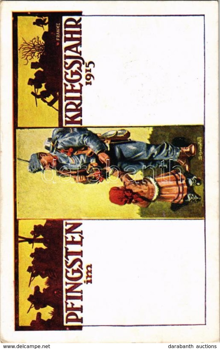 T2/T3 1915 Pfingsten Im Kriegsjahr 1915 / WWI Austro-Hungarian Military, Pentecost Greeting Card, Soldier With Little Gi - Zonder Classificatie