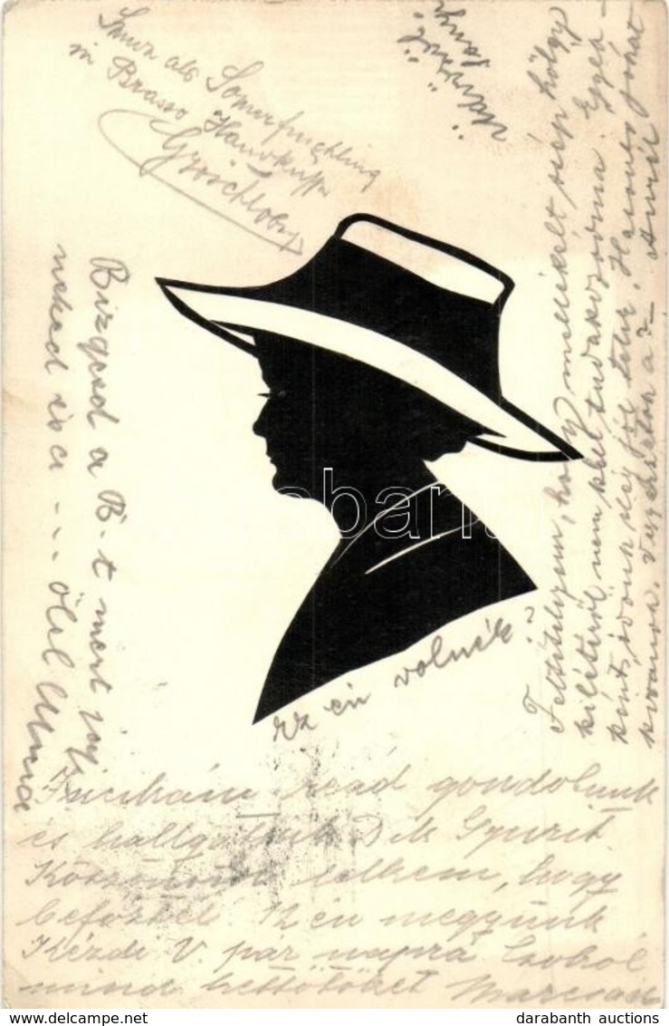 T2/T3 Hölgy. Sziluett Művészlap / Lady. Silhouette Art Postcard (EK) - Zonder Classificatie