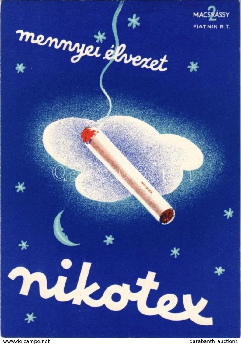 ** T2/T3 Nikotex Cigaretta Reklám / Hungarian Cigarette Advertisement S: Macskássy (ragasztónyom / Glue Marks) - Zonder Classificatie