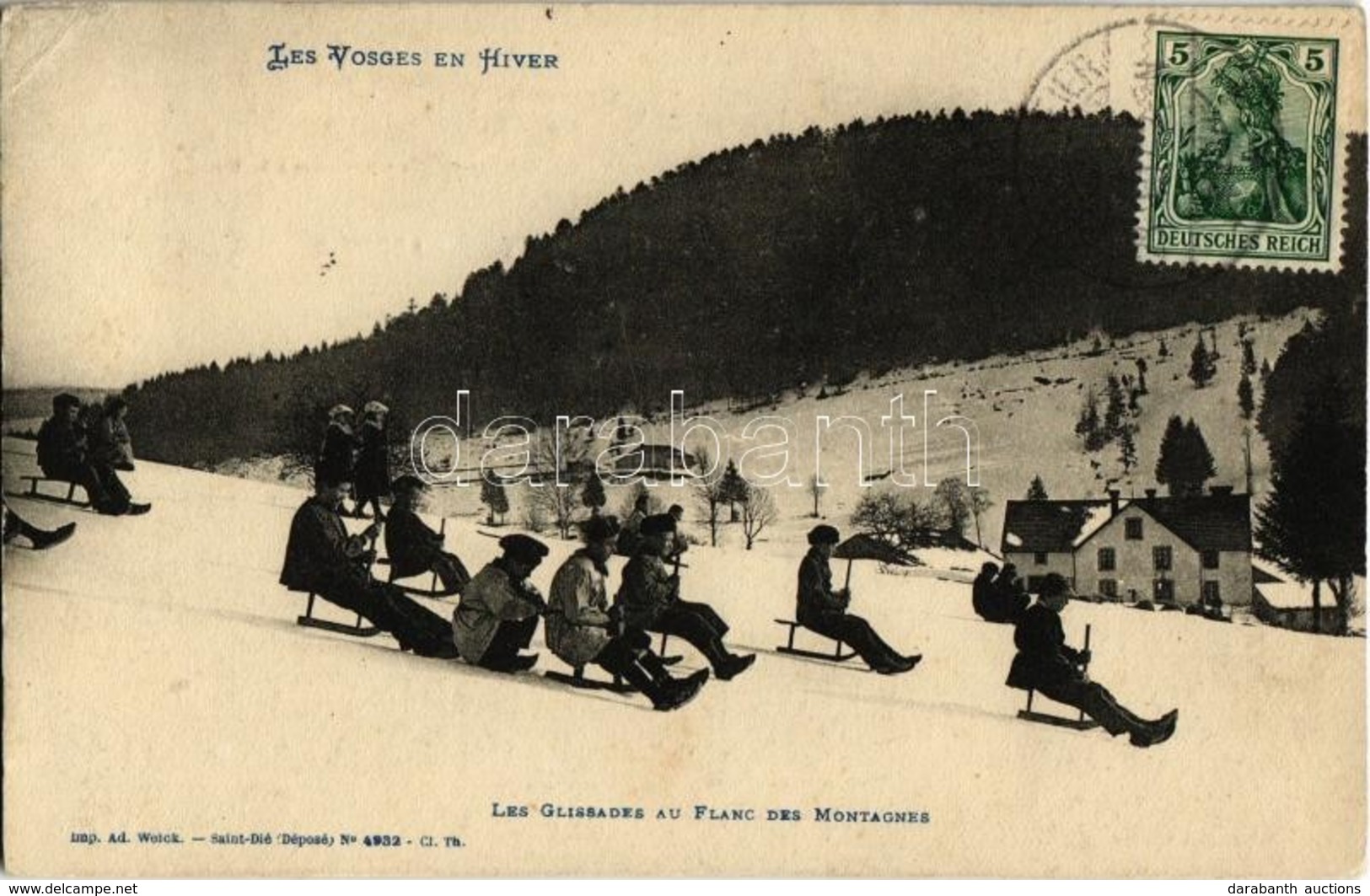 T2/T3 Les Vosges En Hiver. Les Glissades Au Flanc Des Montagnes / Wintersport / Winter Sport, Sledding People, Sliding O - Zonder Classificatie