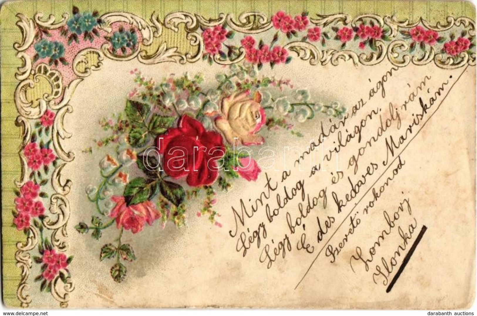T3/T4 1901 Floral Art Nouveau Emb. Litho Greeting Card (ázott Sarkak / Wet Corners) - Zonder Classificatie