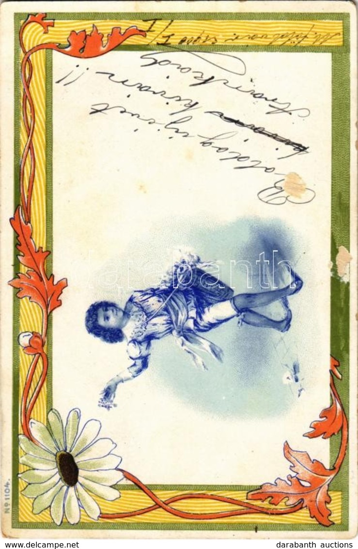 T2/T3 1899 Art Nouveau, Floral Litho Art Postcard With Boy  (surface Damage) - Zonder Classificatie