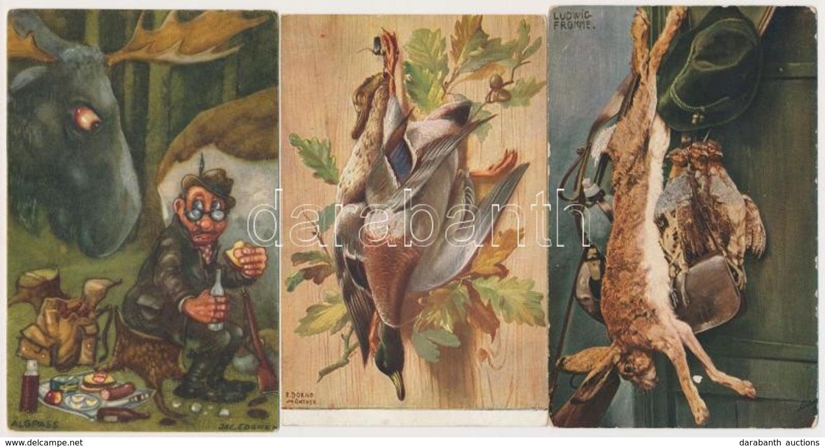** 5 Db RÉGI Vadász Képeslap / 50 Pre-1945 Hunting Postcards - Zonder Classificatie