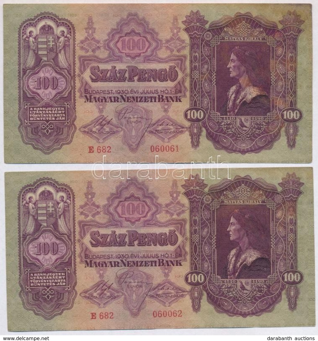 1930. 100P (4x) Sorszámkövetők T:II - Zonder Classificatie