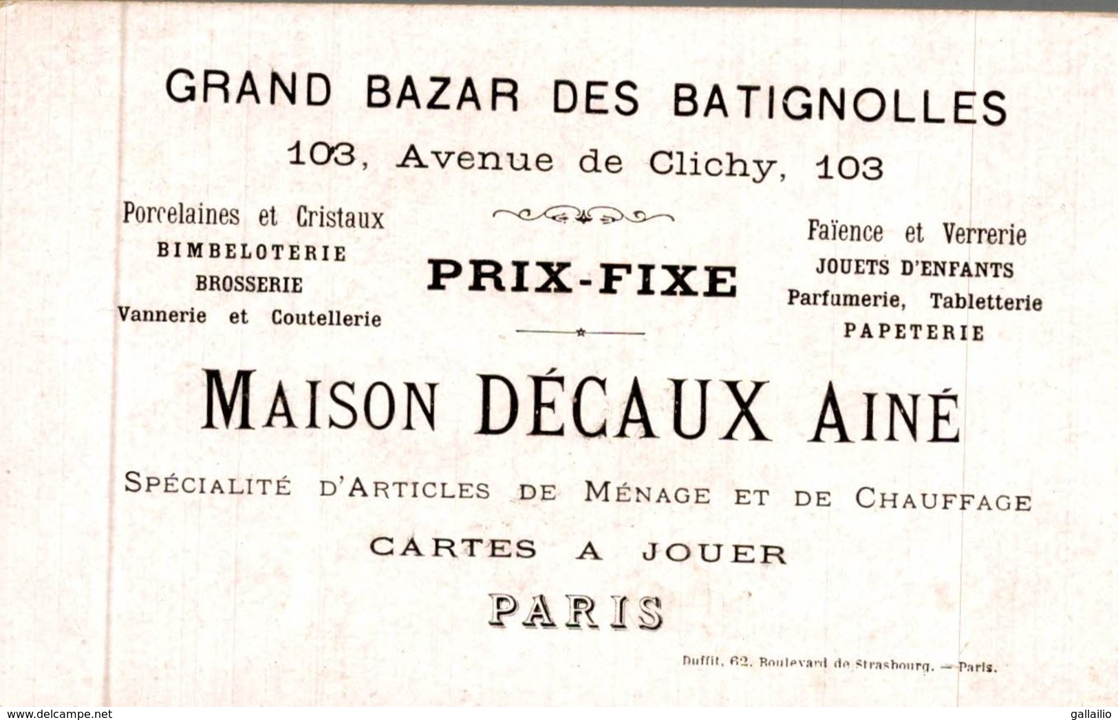 CHROMO GRAND BAZAR DES BATIGNOLLES LA RUE DU CAIRE - Autres & Non Classés