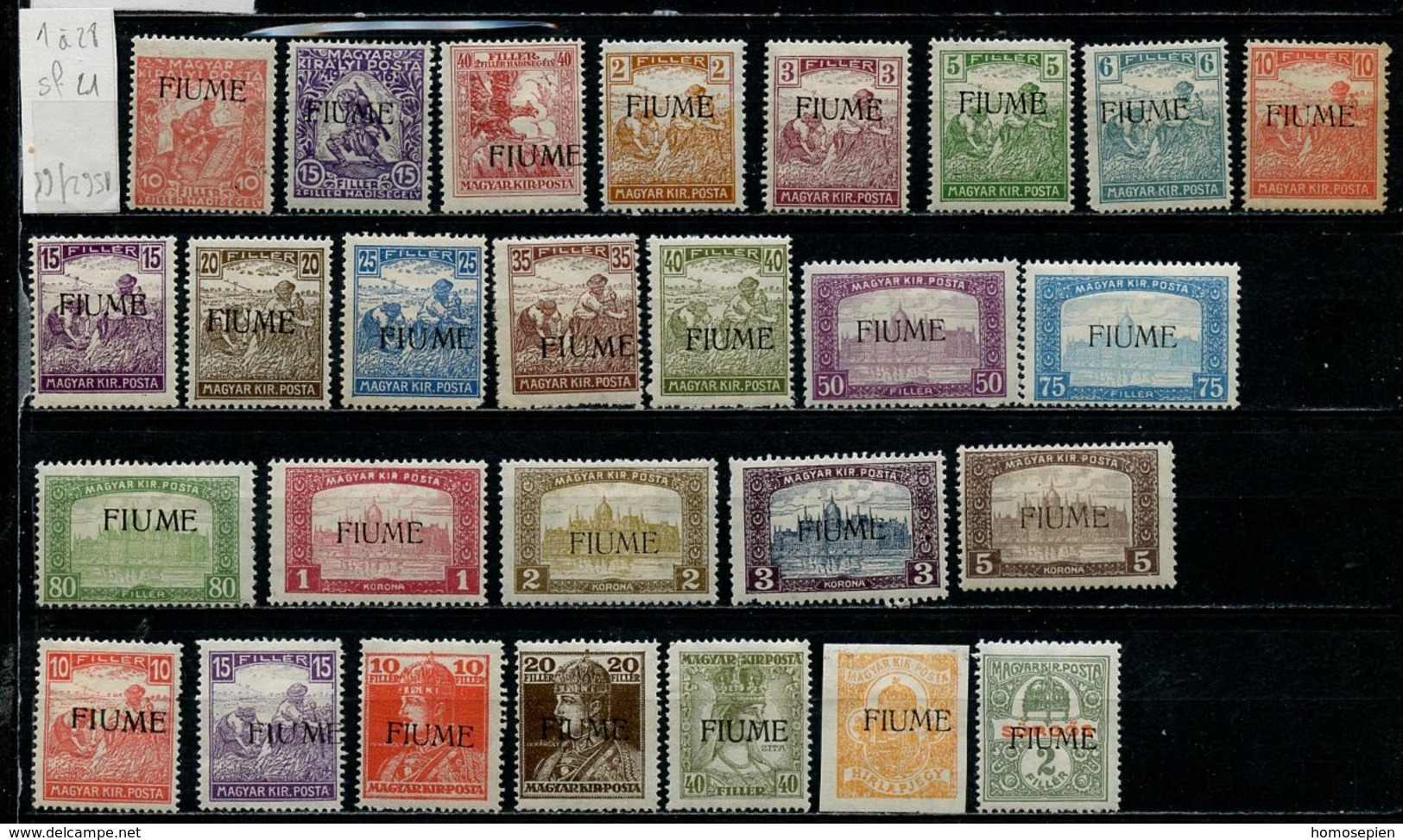 Italie Occupation - Italy - Italien 1919 Y&T N°1 à 28 Sauf 21 - Michel N°1 à 28 Sauf 21 * - Fiume - Timbres De Hongrie - Fiume