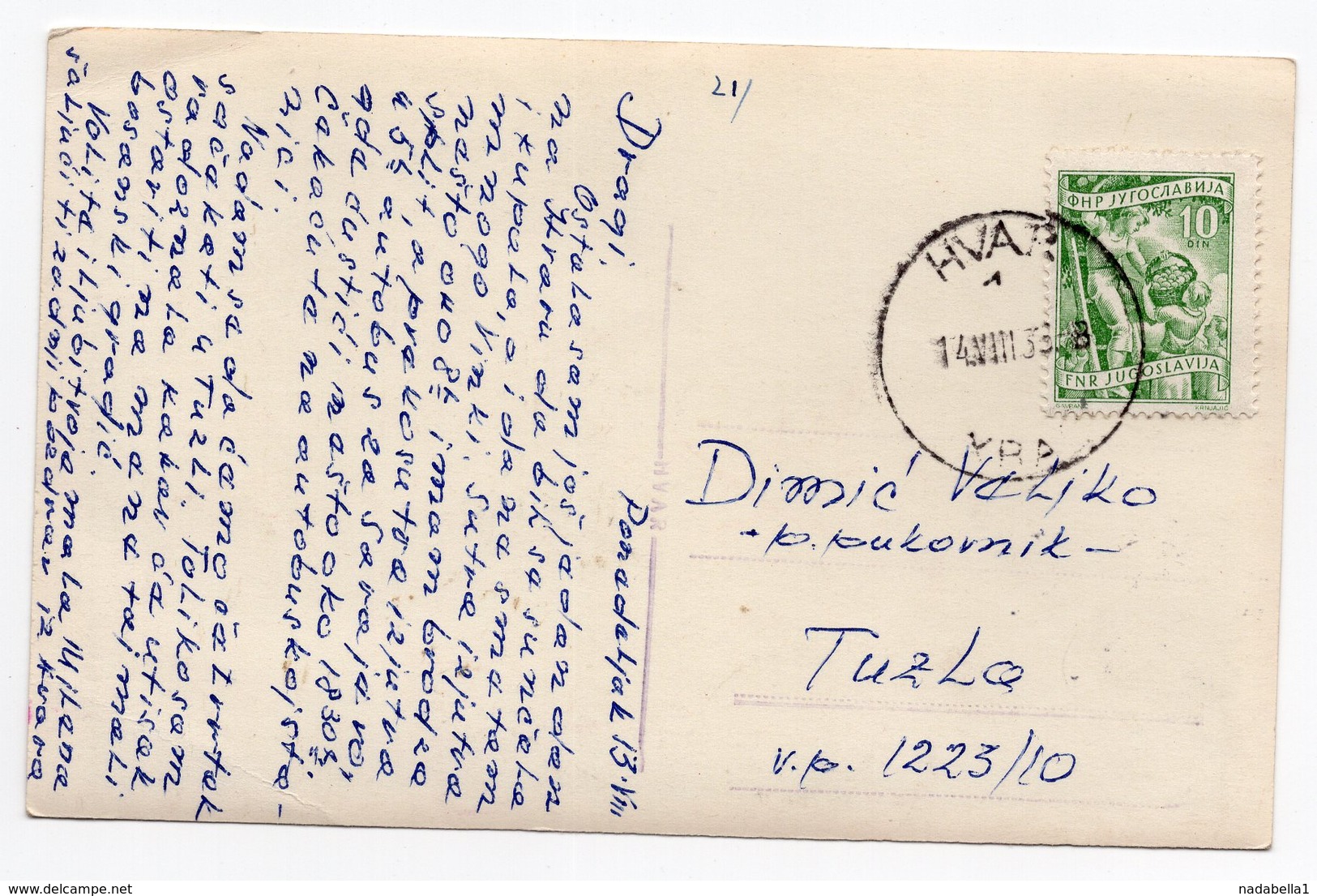 1958 YUGOSLAVIA, CROATIA, HVAR, BOATS, USED ILLUSTRATED POSTCARD - Croatia