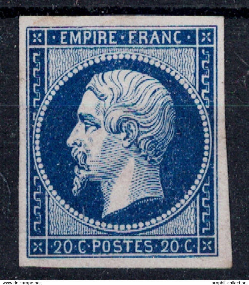 TIMBRE NAPOLEON N° 14 BLEU FONCÉ En NEUF (*) SANS GOMME Avec PETIT DÉFAUT Et 4 BELLES MARGES - 1853-1860 Napoléon III