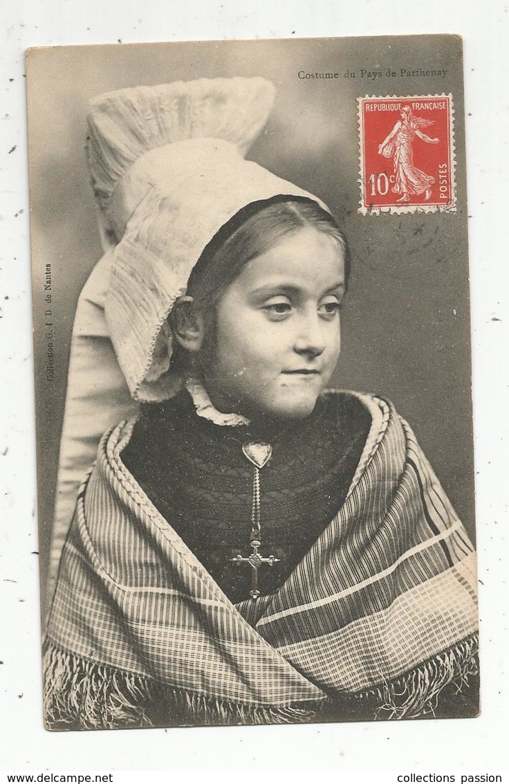 Cp , FOLKLORE , Costume Du Pays De PARTHENAY ,  Voyagée 1908 - Vestuarios