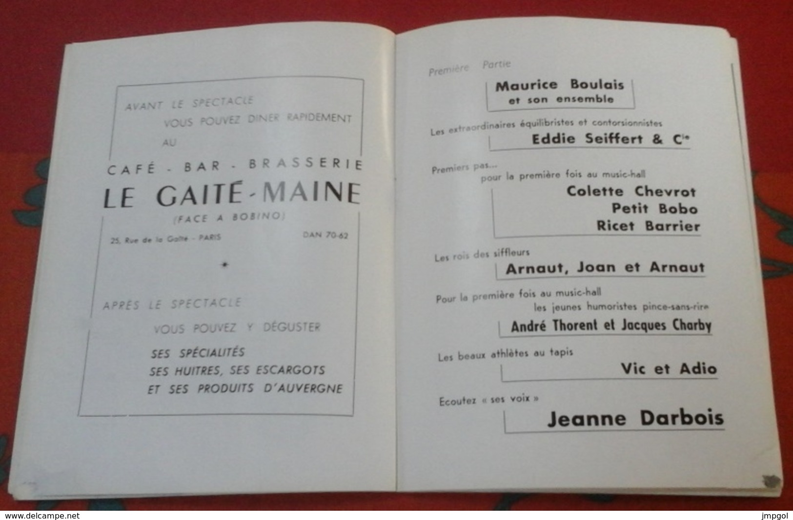 Programme Bobino Music Hall 1957 Rentrée De Henri Génés Dany Dauberson André Thorent Jacques Charby Jeanne Darbois - Programmes