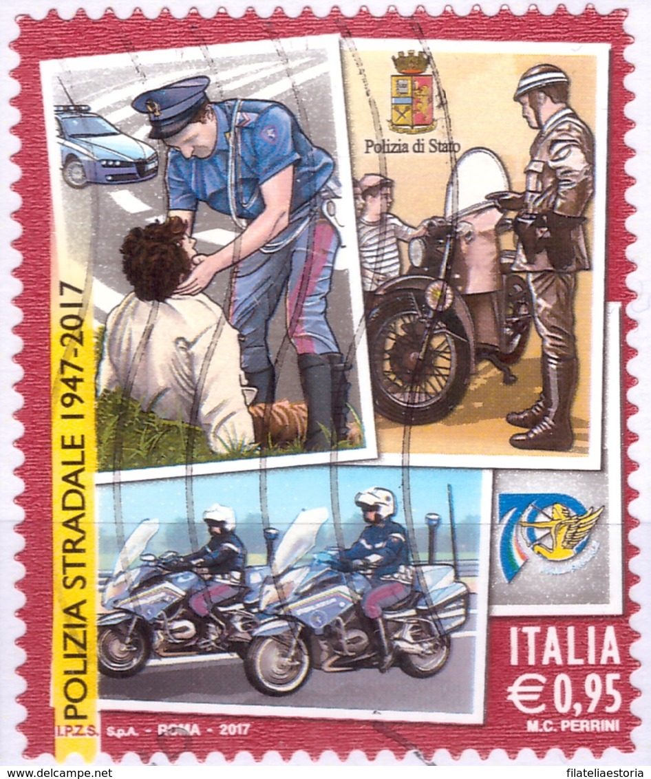 Italia 2017 - Usato - 70º Anniversario Della Polizia Stradale - Bolaffi Nr. 3932 (ita330) - 2011-20: Usati