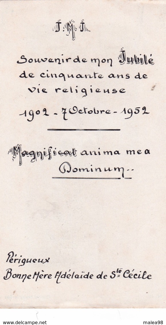 SOUVENIR DE MON JUBILE DE 50 ANS DE VIE  RELIGIEUSE  1952 ,,,BONNE MERE  ADELAIDE DE STE  CECILE - Images Religieuses