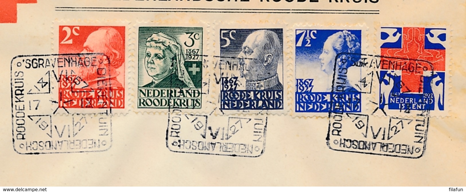 Nederland - 1927 - Red Cross - Rode Kruis Serie Met Dierentuinstempel (deels 1e Dag / FDC) Op Cover - Niet Gelopen - Brieven En Documenten