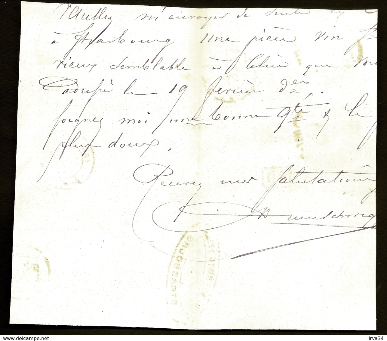 LETTRE ALSACE-LORRAINE OCCUPATION- STRASBOURG POUR CALVISSON- 3 EMPIRE N°32- CAD FER A CHEVAL TYPE 9 1875- 3 SCANS - Lettres & Documents