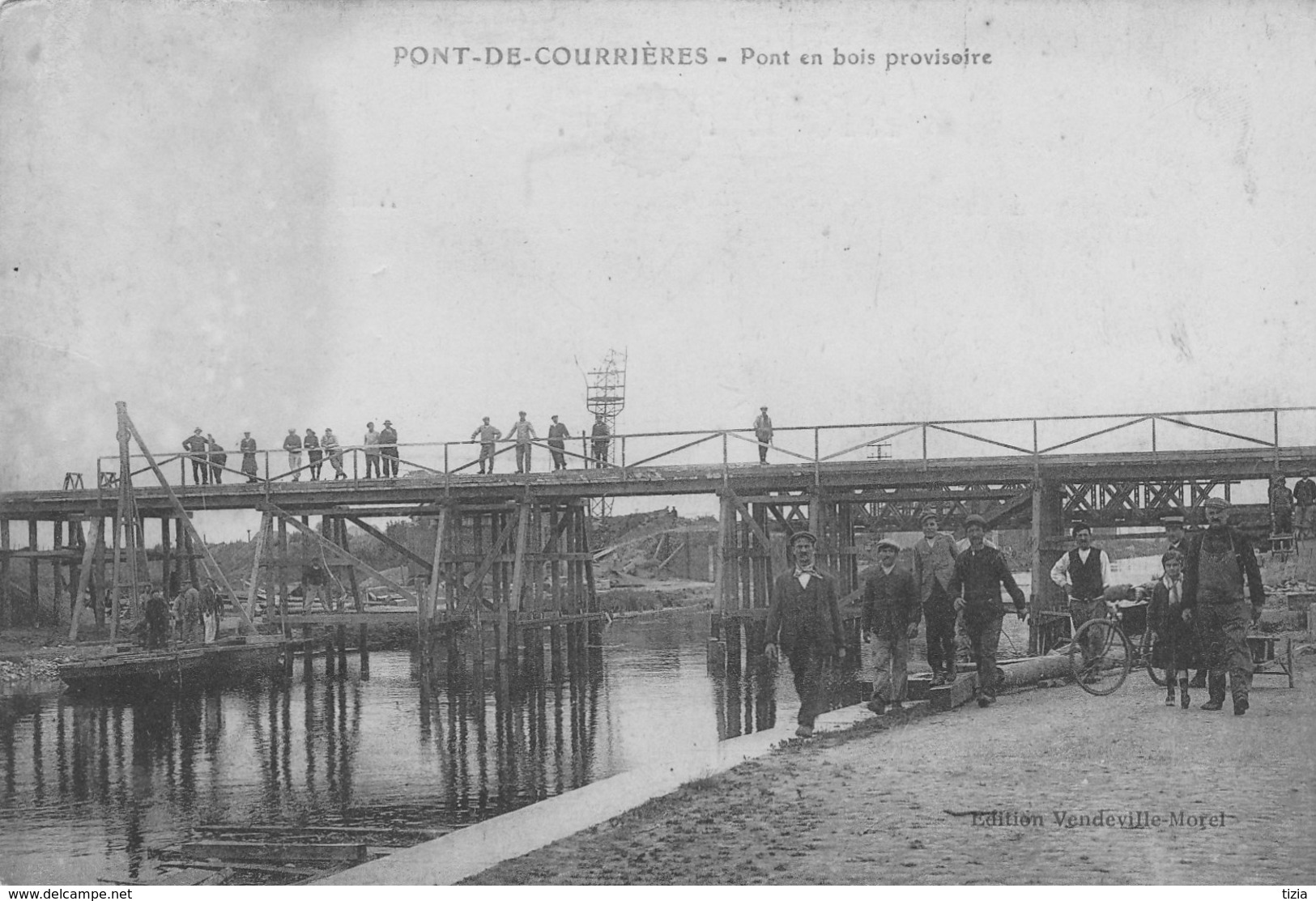 Pont De Courrières- Pont En Bois Provisoire.     (Gde Tache Verticale )  Scan - Autres & Non Classés