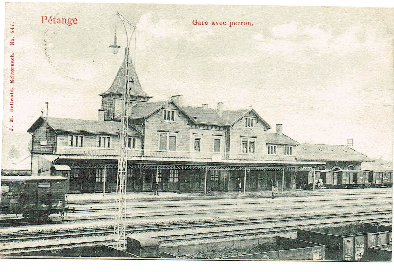 Luxembourg - Pétange. La Gare Avec Perron. édit Bellwald, Datée 1907. Tb état. - Pétange
