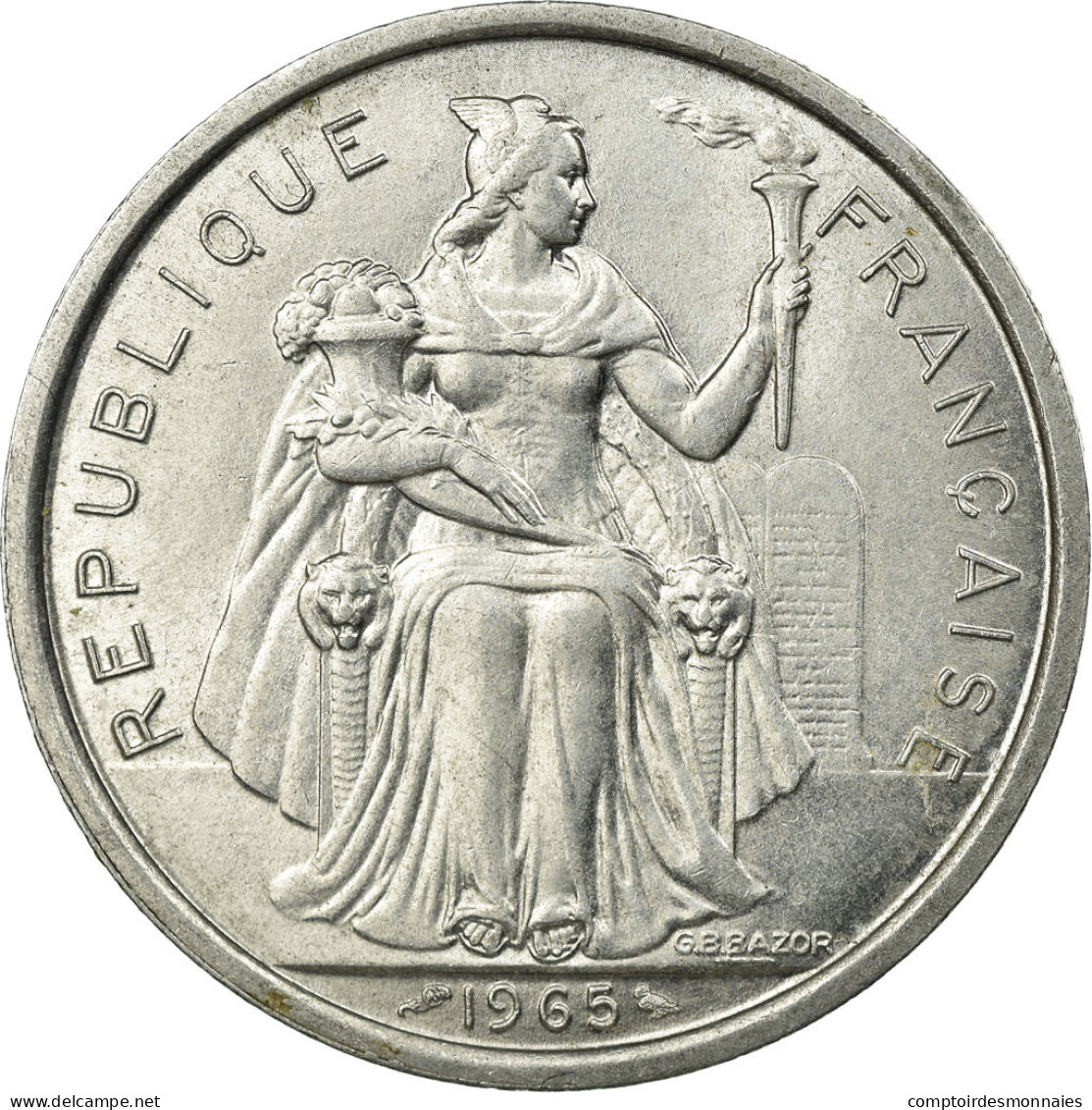 Monnaie, French Polynesia, 5 Francs, 1965, SUP, Aluminium, KM:4 - Polynésie Française