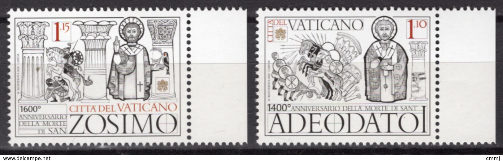 2018 - VATICANO - VATICAN - POPES AND SAINTS: 1400th ANNIVERSARY OF THE DEATH OF SAINT ADEODATUS I AND 1600 -  NH - MINT - Neufs