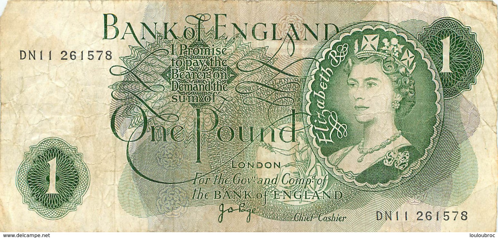 BILLET ONE POUND BANK OF ENGLAND - Autres & Non Classés